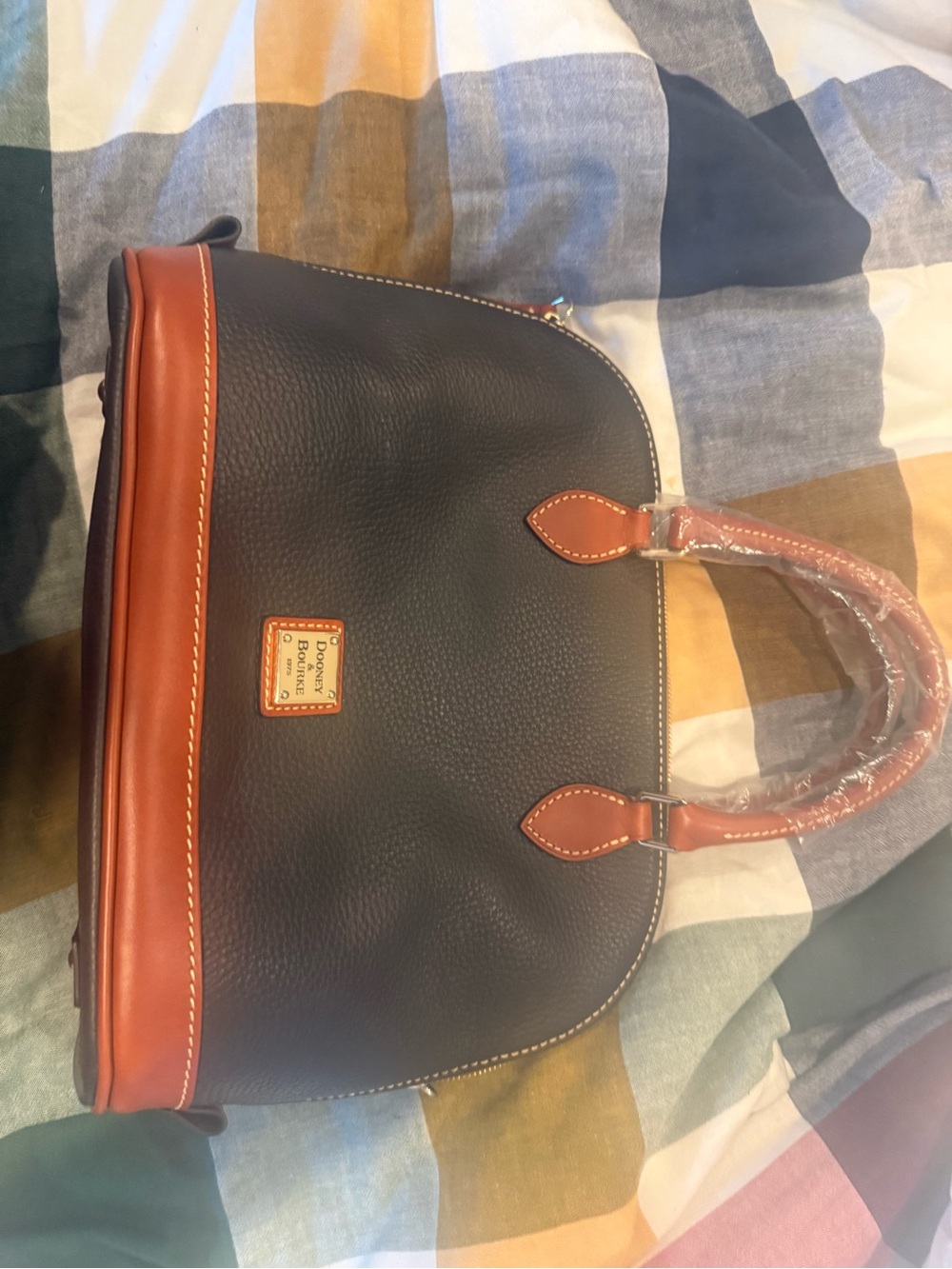 Dooney & Bourke Dark Brown Zip Zip satchel Pebble Leather. NWT